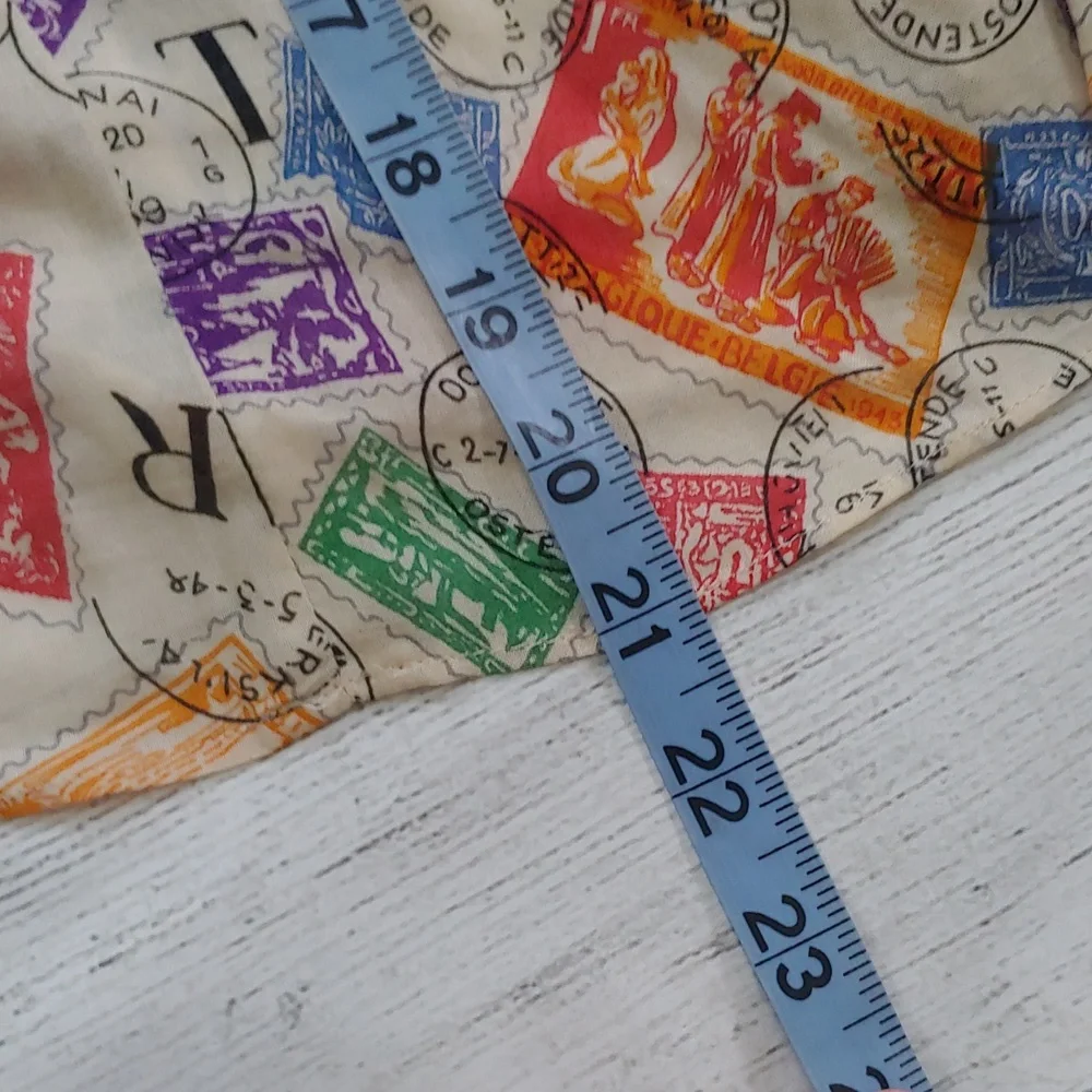 Edme & Esyllte Colorful Stamp Print A-Line Skirt with Black Waistband - Picture 7 of 7